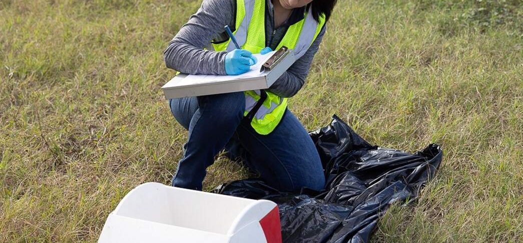 Environmentalist taking soil samples for PFAS testing